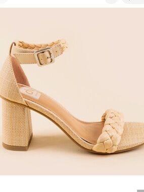 DV by Dolce Vita Hassa Braided Raffia Block Heel in Natural Tan